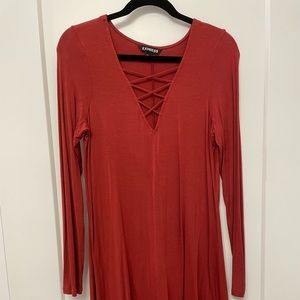 Burnt orange shift dress